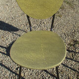 2 vintage chairs, metal and skaï