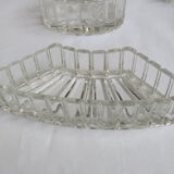 Dish to hors d'oeuvres crystal and silver marked monogram, number