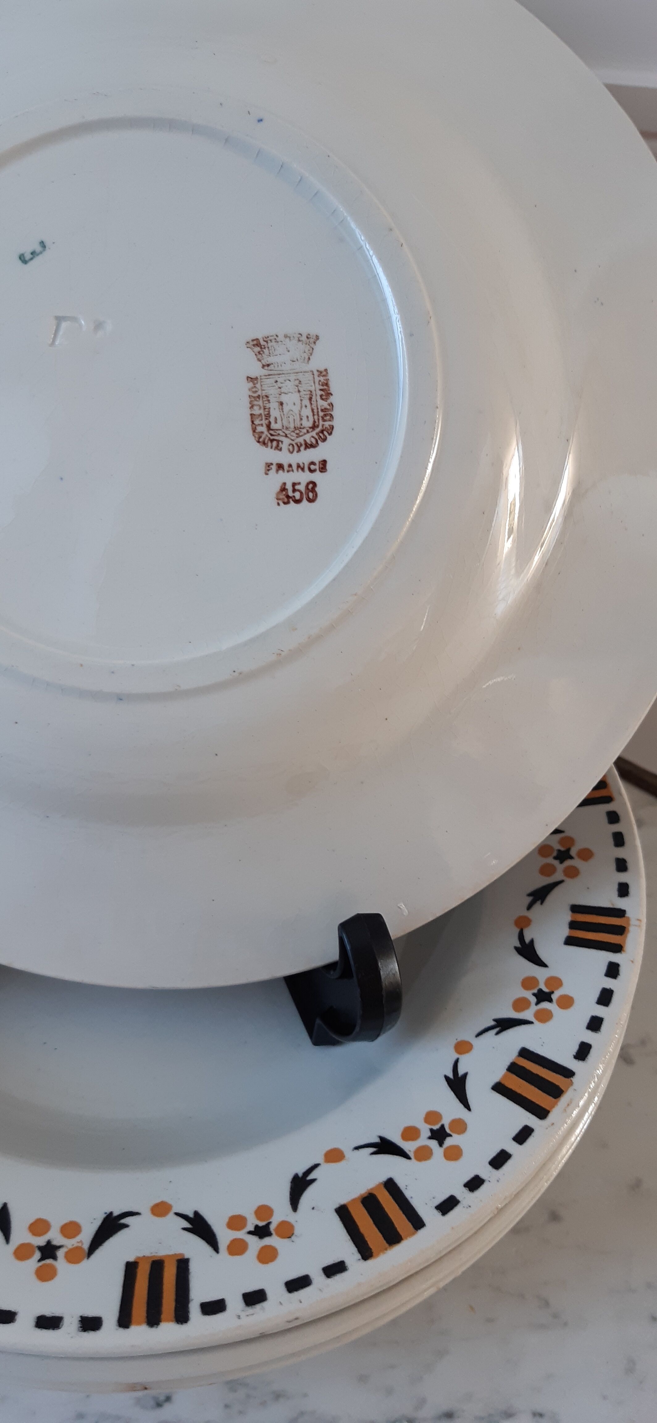 Set of 6 hollow plates Gien early twentieth century