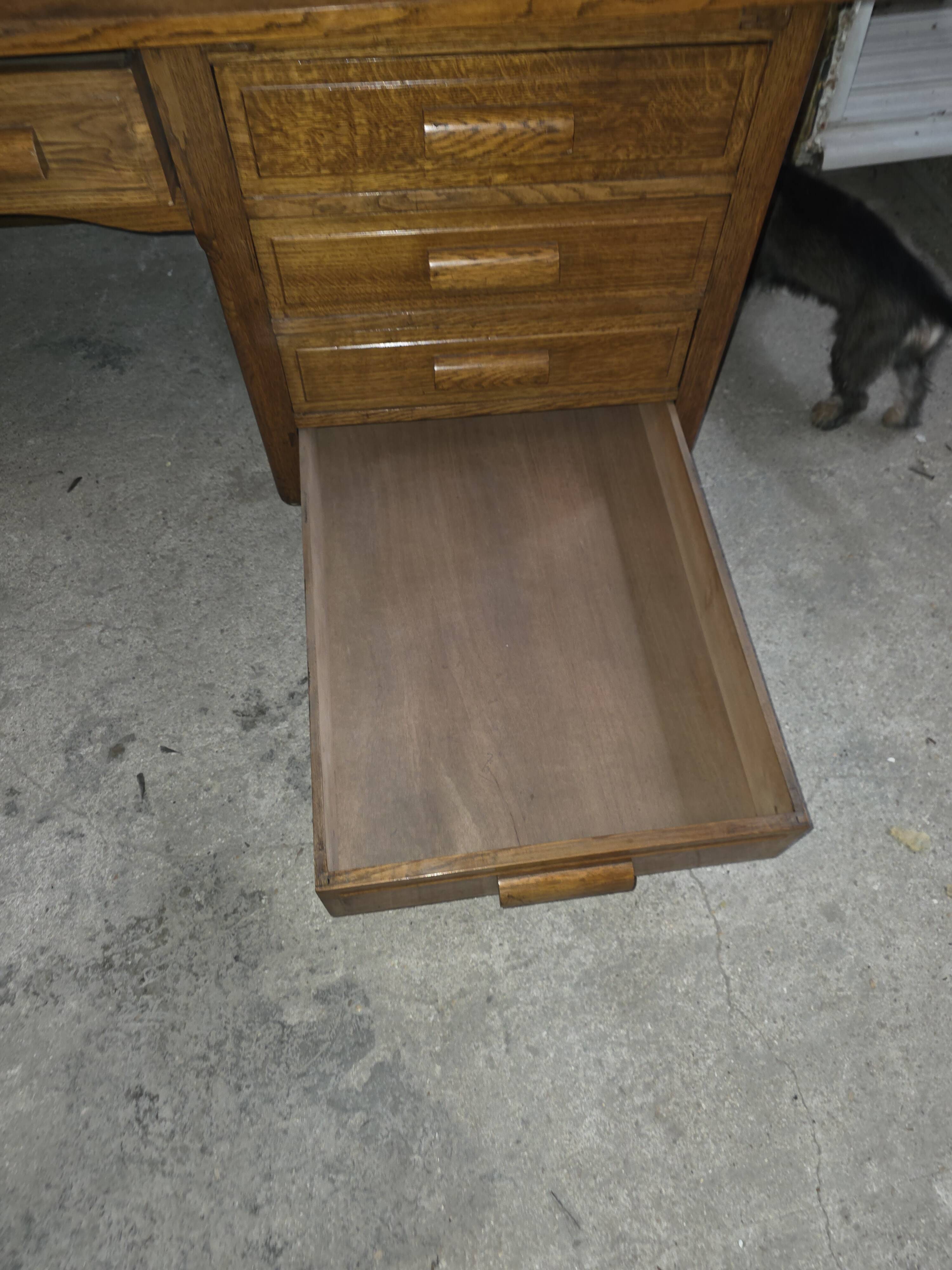 Bureau ministre XXL en chêne , 220 × 95 cm