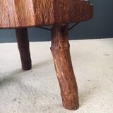 Handcrafted Teak Tree Trunk Tripod Coffee Table, 1960s