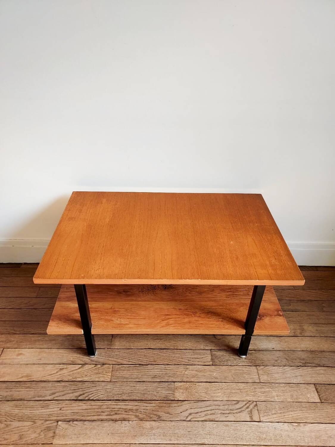Wooden coffee table, double shelf