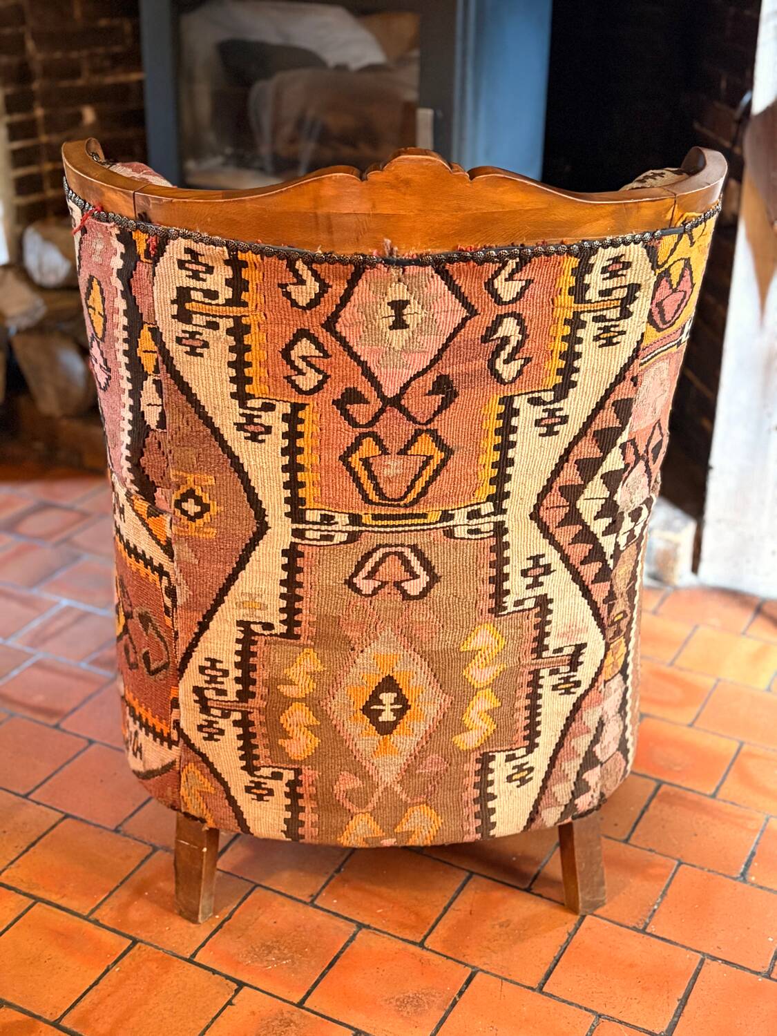 Pair of Roche Bobois armchairs — limited edition in oriental kilim