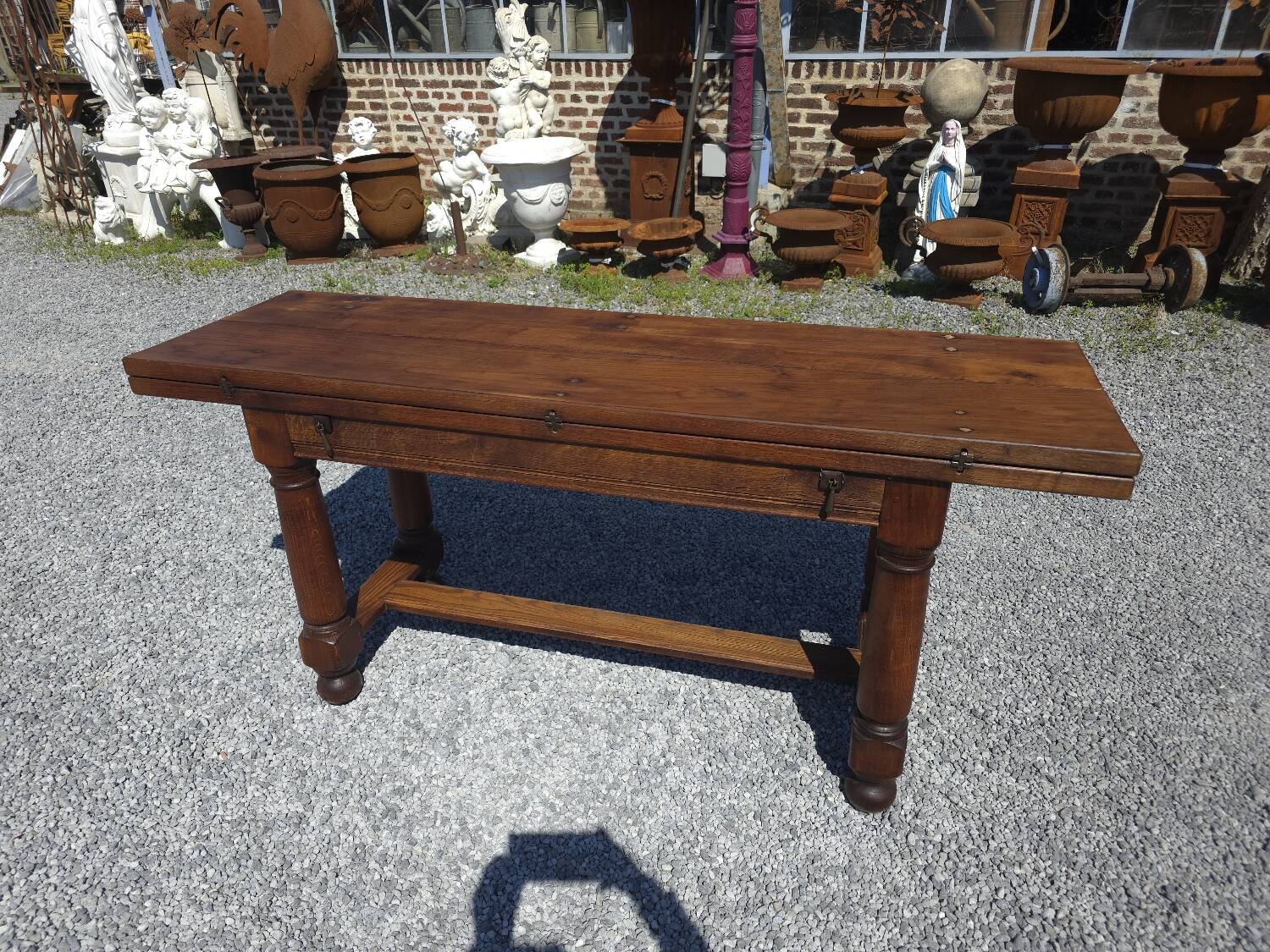 Table de ferme en chêne avec abattants