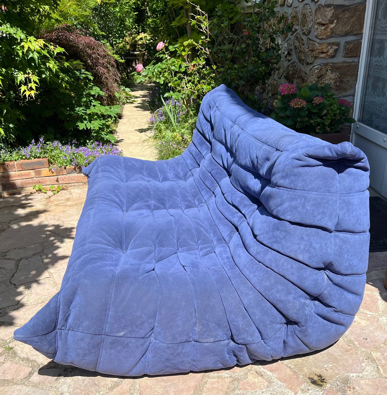 Togo 3-seater sofa in blue fabric