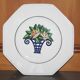 8 octagonal Longwy flowery bouquet art déco dessert plates