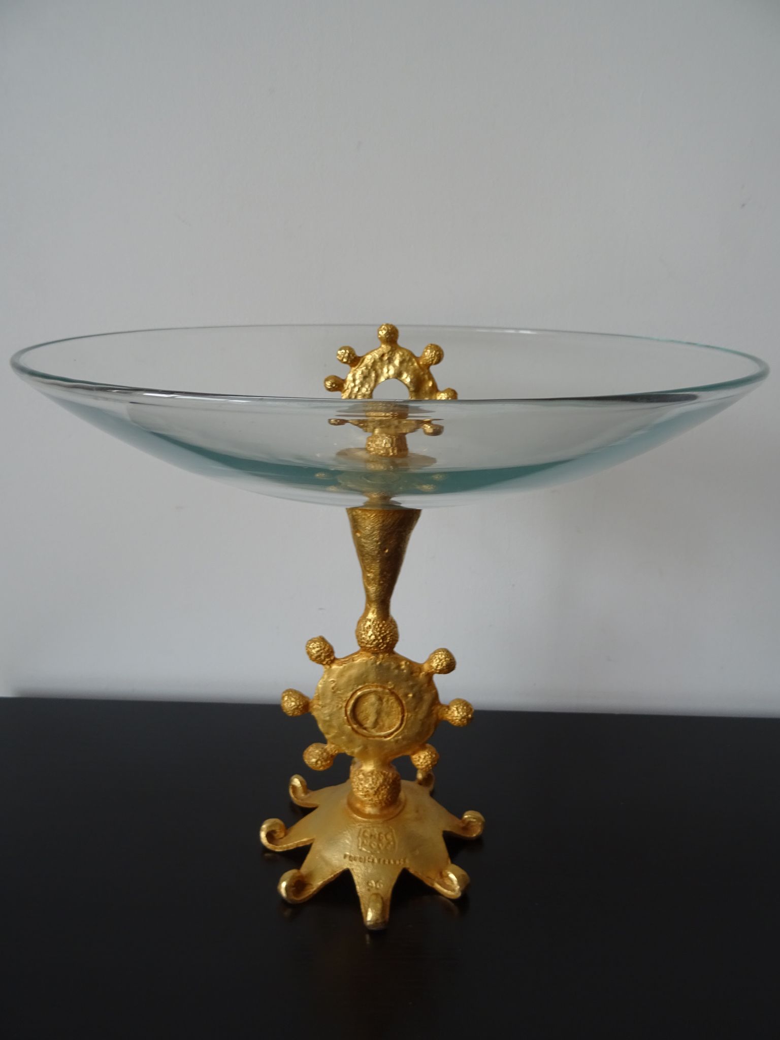 Sculptural cup bronze and glass Fondica stone casenove