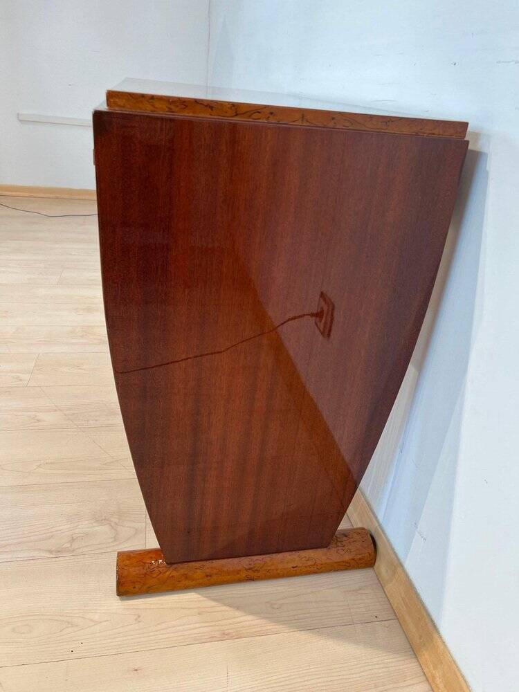 Art Deco Console Table in Thuja Roots, Birch and Silver-Plate, France, 1925