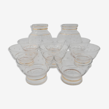 Lot de 10 coupes en verre