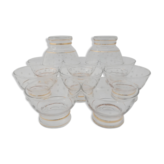 Lot de 10 coupes en verre