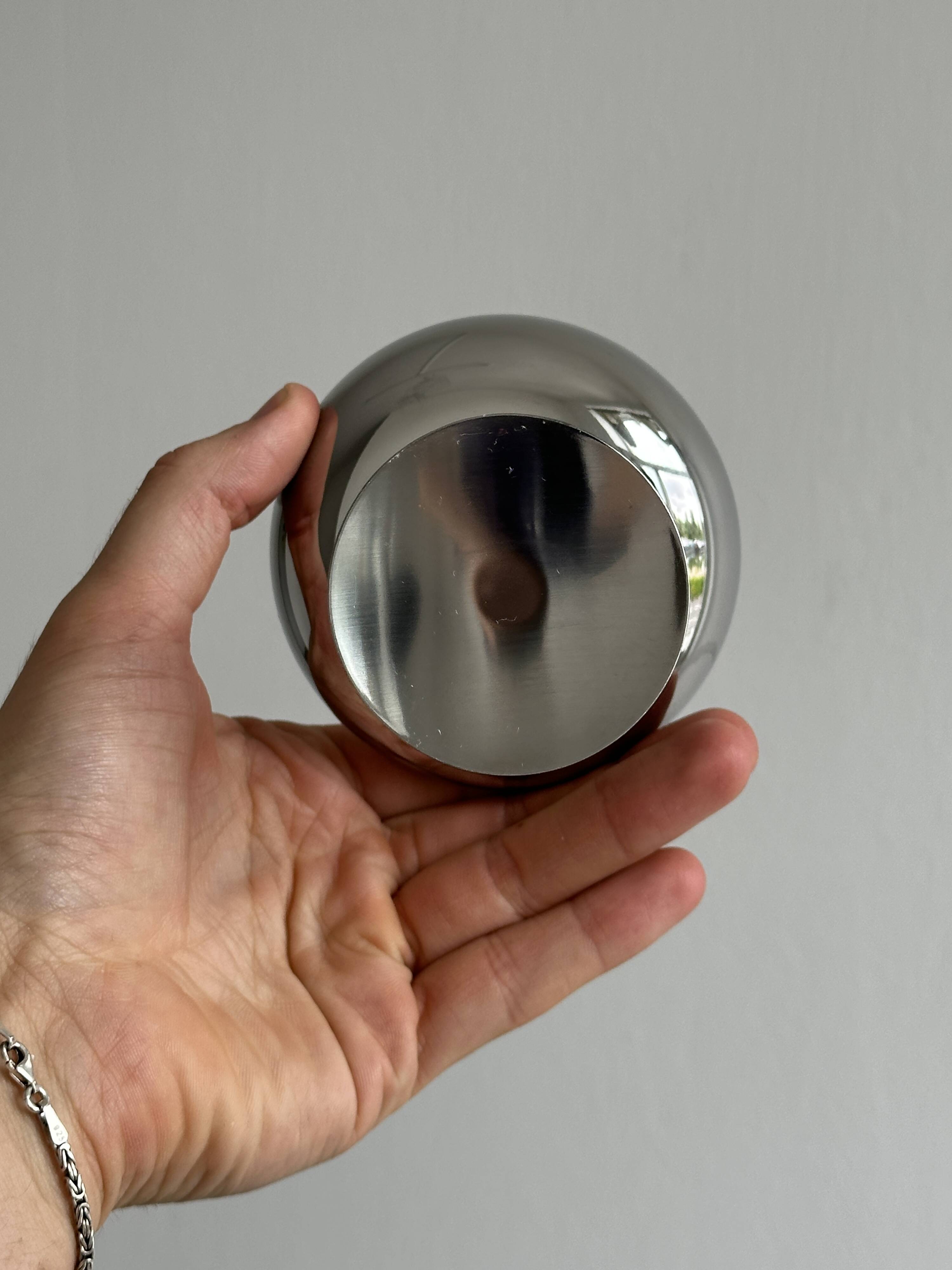 6 matte stainless steel footed bowls