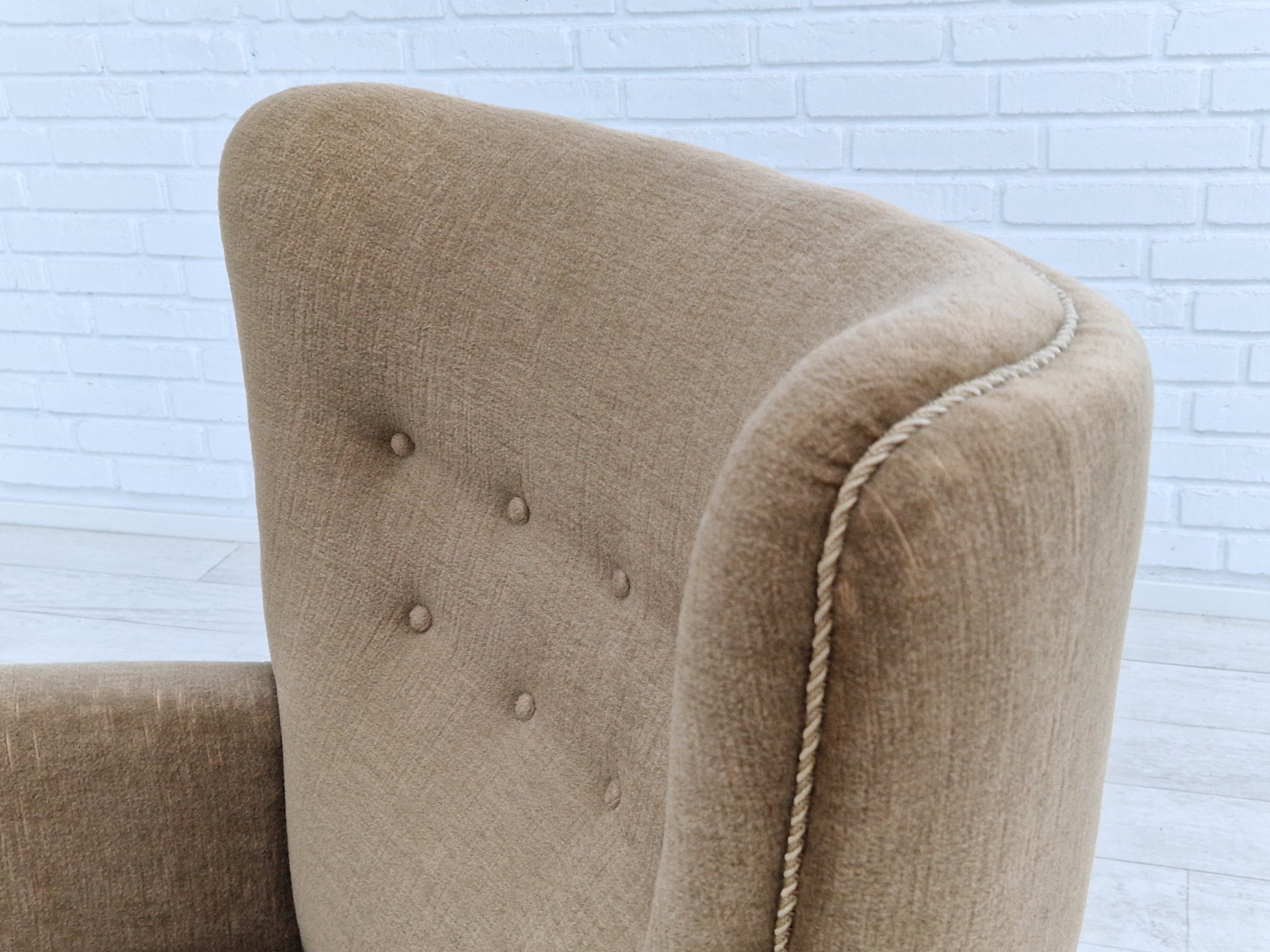 1970s, Danish design, velour chair, original condition, beech wood