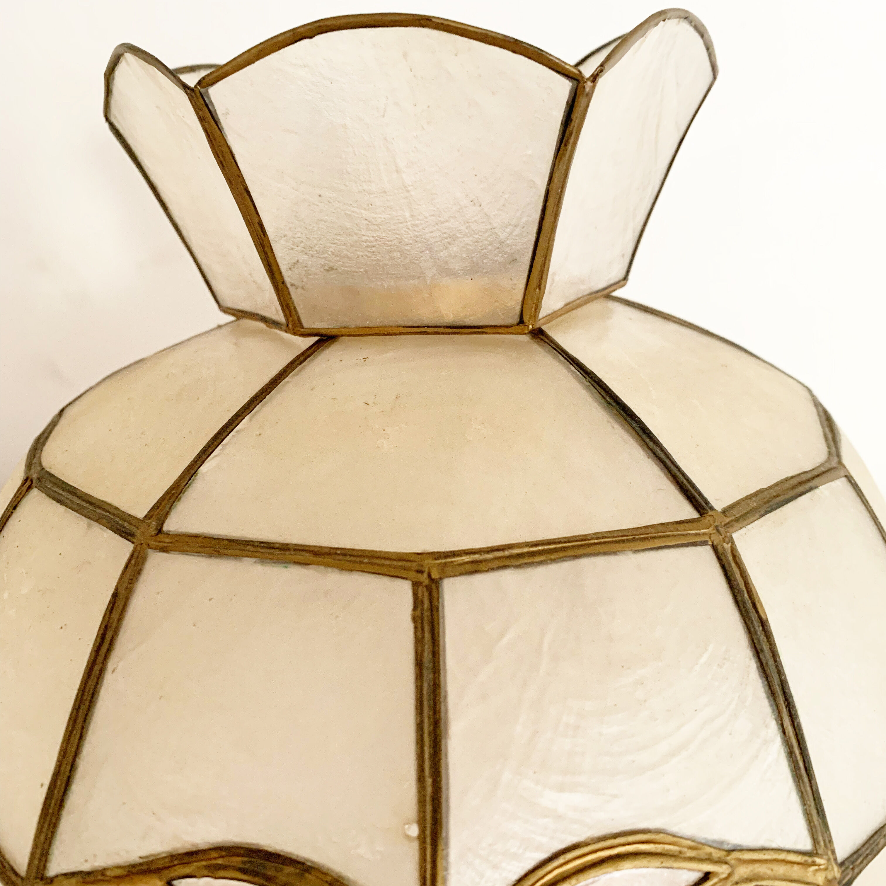 Vintage mother-of-pearl lampshade with pink flowers