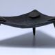 Brutalist metal pocket with patinated tripod