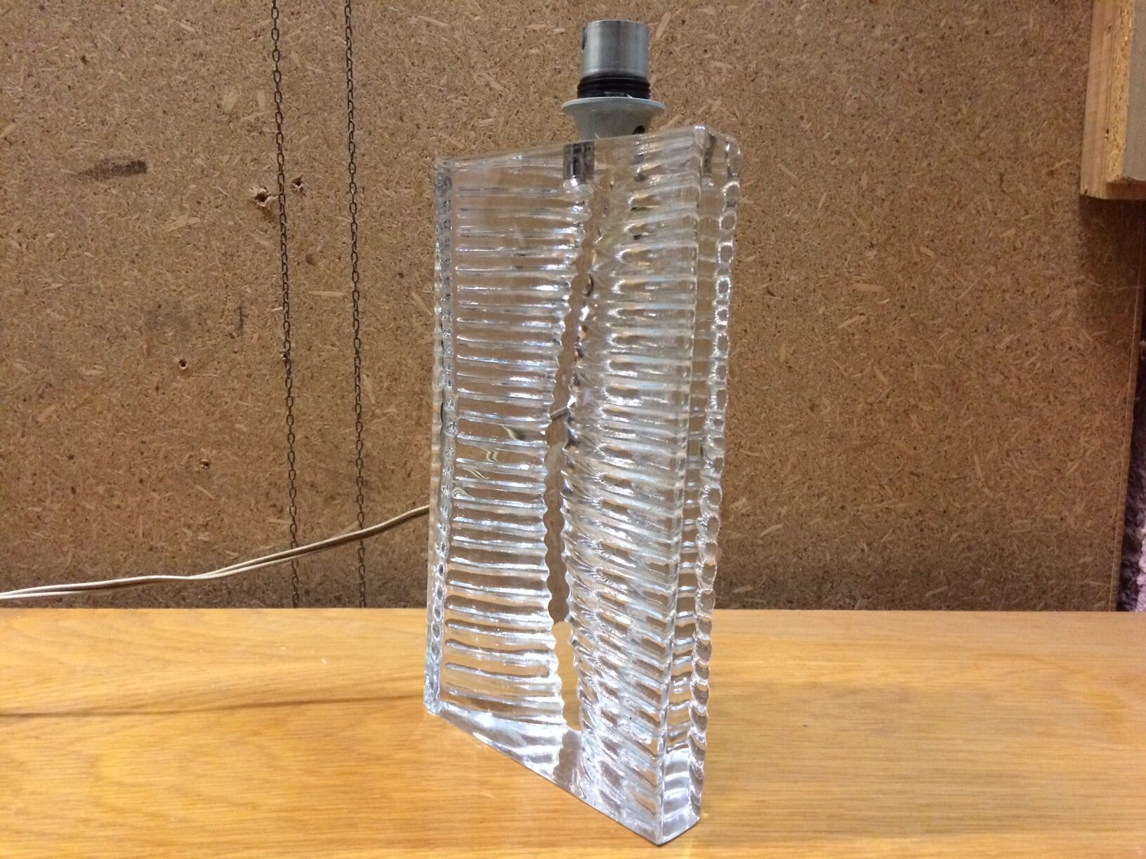 Vintage crystal lamp foot signed daum france - 70s