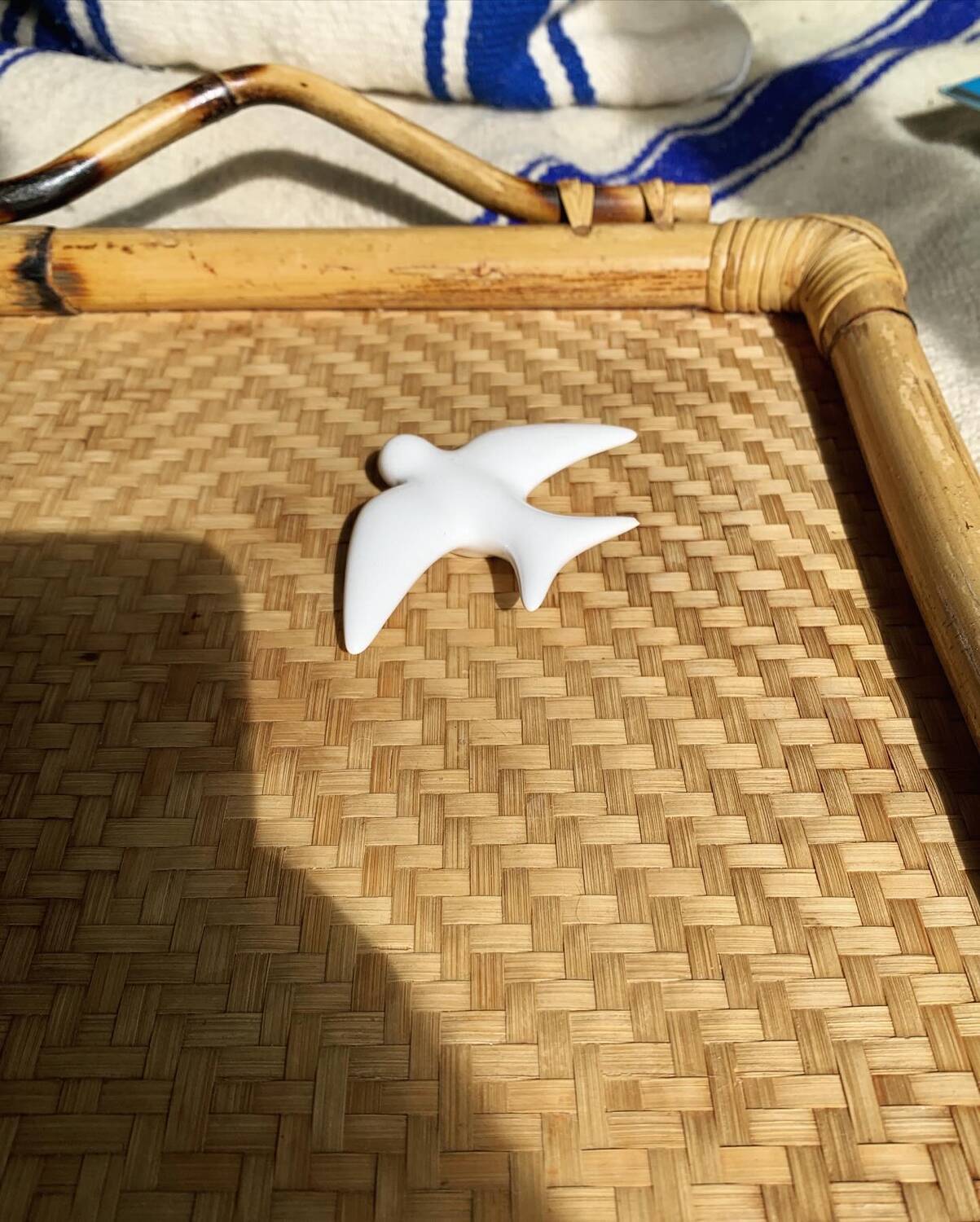 Vintage bamboo and rattan tray