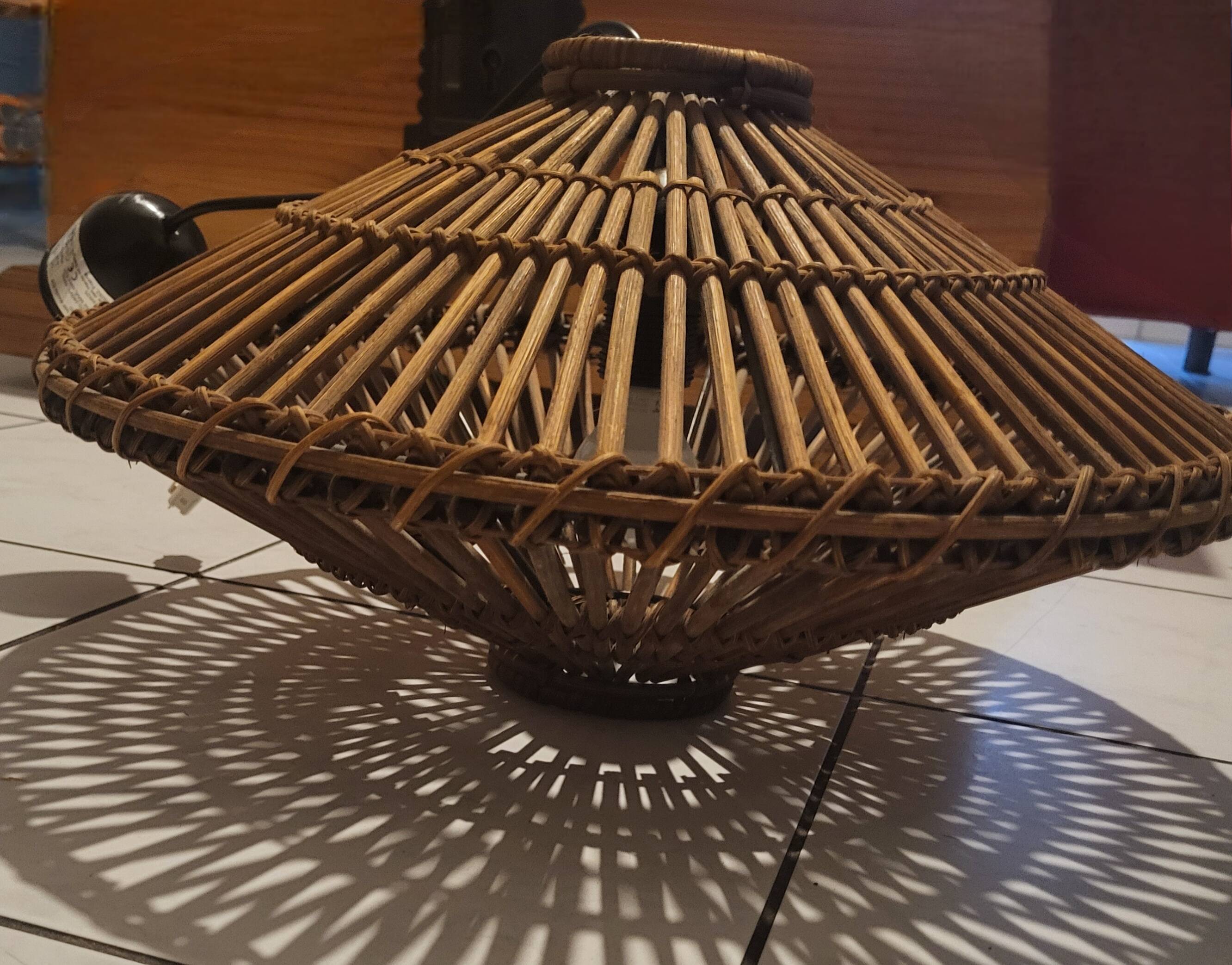 UFO rattan pendant light from the 60s