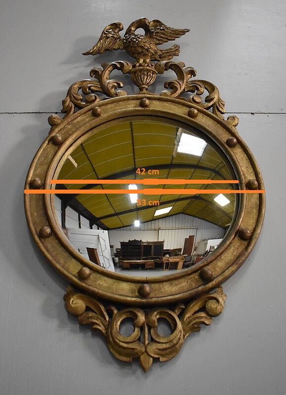 Ancient golden wood witch mirror - late 19th century
