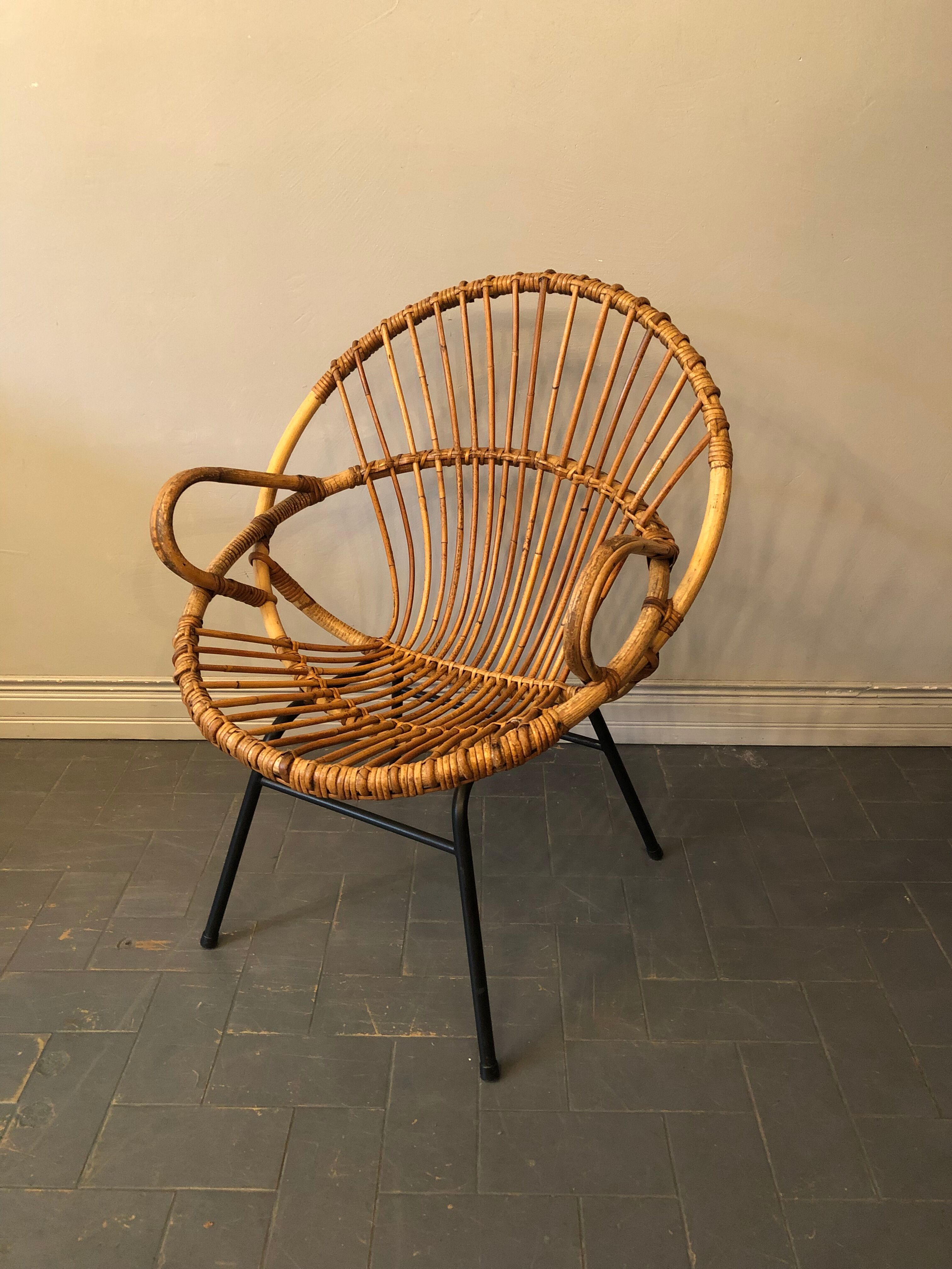 Rattan armchair 50s