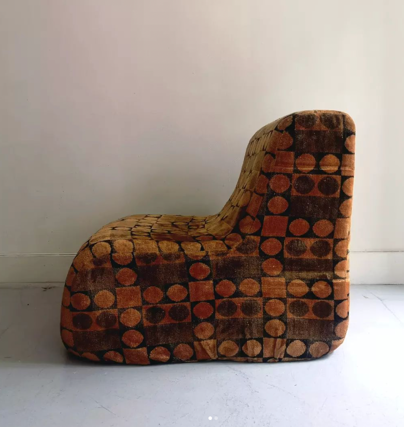 Space age foam chair with geometric pattern, 1960/1970 design.
