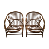 Paire de fauteuils en rotin
