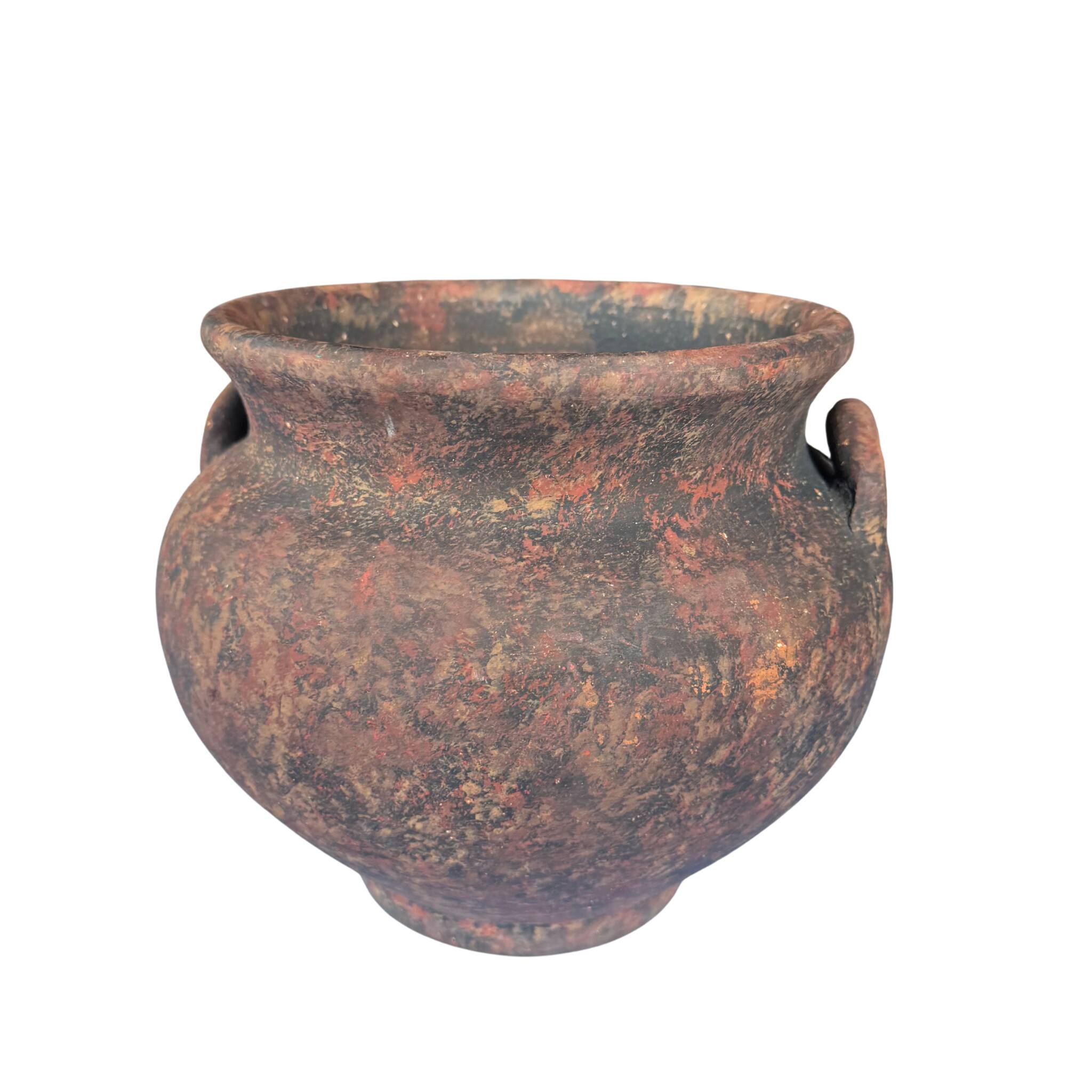 Grand vase en terre cuite texturée | Artisanat mexicain | Années 50–70