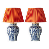 Delft Blue Table Lamps, Boch Frères for Royal Sphinx, 1969-1979, New Shades