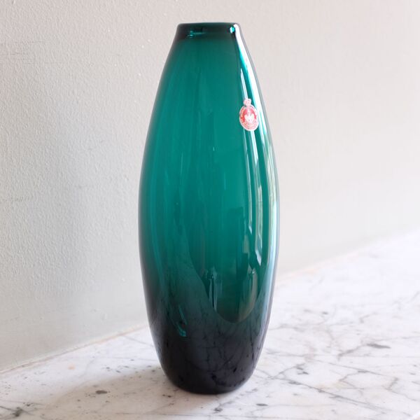 Green torpedo vase by Per Lutken vase for Holmegaard | Selency