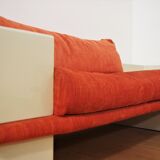 Modular sofa lacquered white and orange fabric