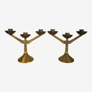 Pair of Arts and Crafts candlesticks