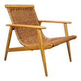 Fauteuil uluv en rotin vintage, tchécoslovaquie, années 1960