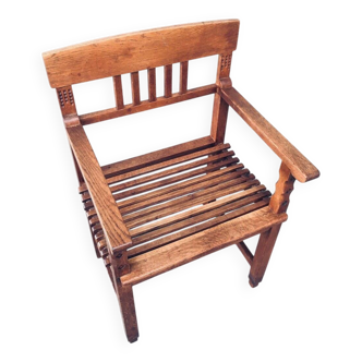 Dutch Modernist Carved Oak Side Chair, 1920s