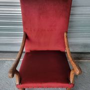Authentic large antique armchair in the Louis XIII style "sheep's bone"