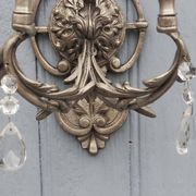 Appliques en cristal Hollywood Regency italienne – Lumière à double bras en métal argenté