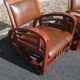 Pair of Club Ship Chairs Art Deco – Solid Wood & Brown Leather/Leatherette