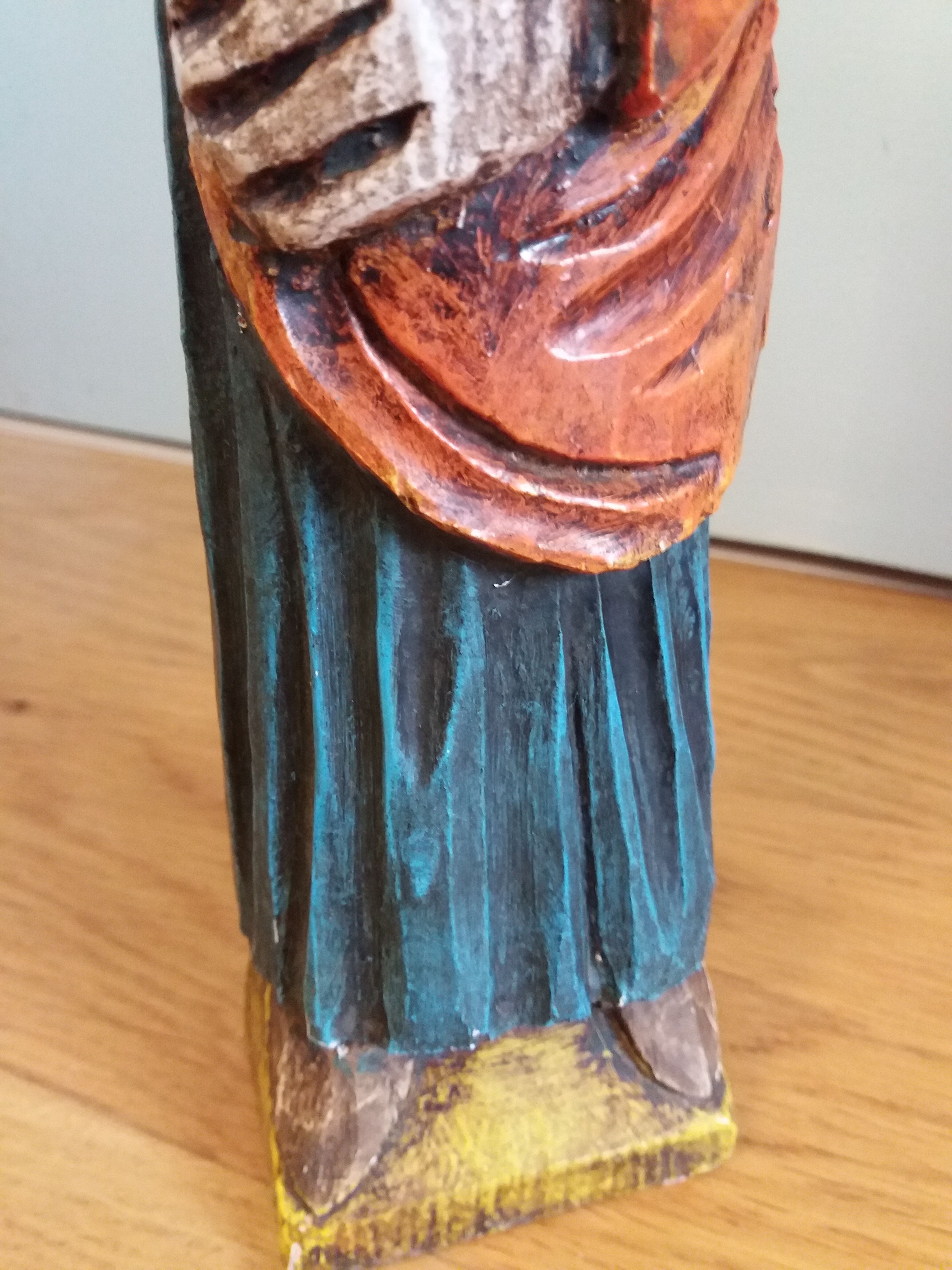 Religious statuette in painted wood