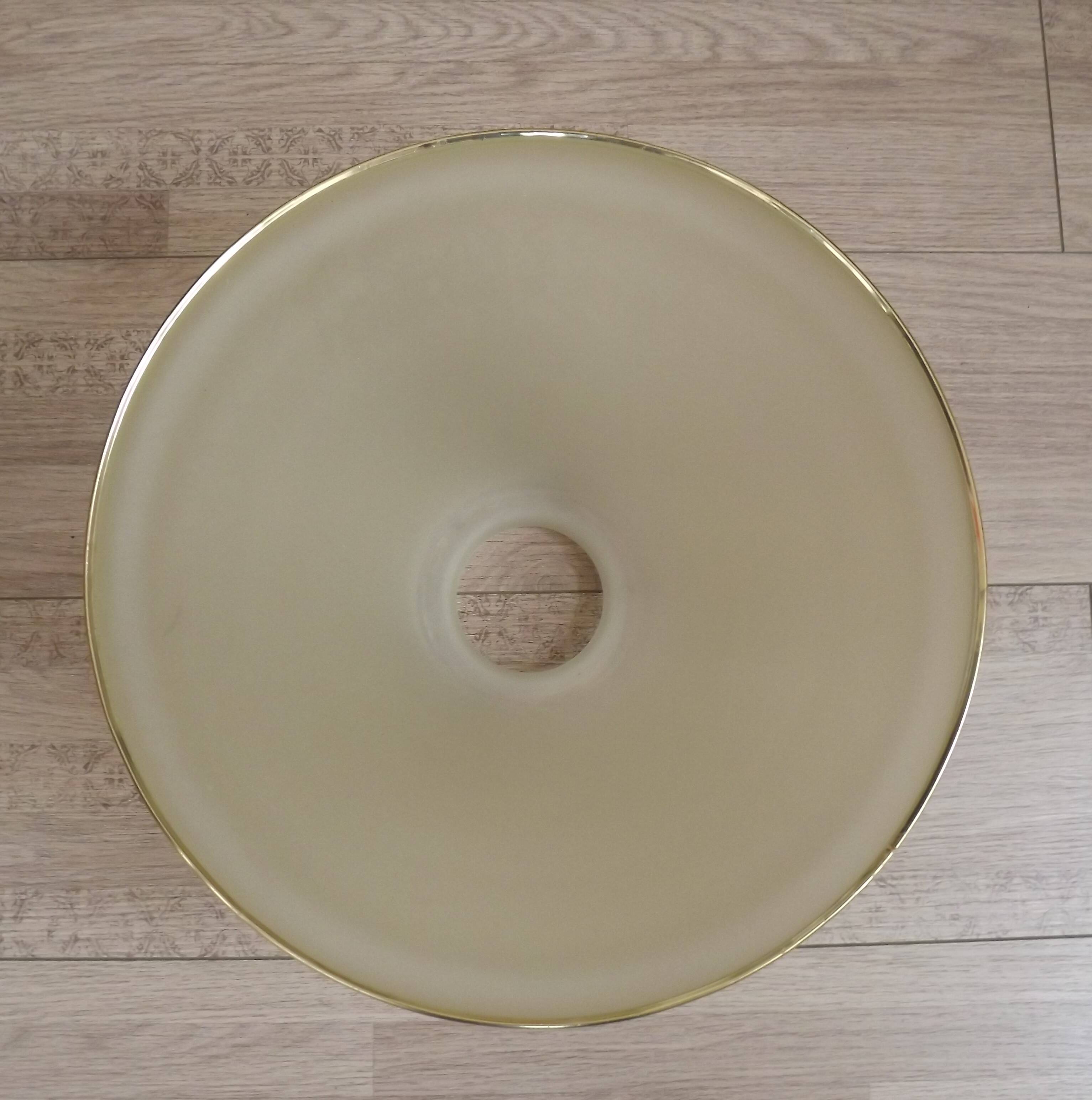 Mid-century coloured glass suspension with a gold metal border 2