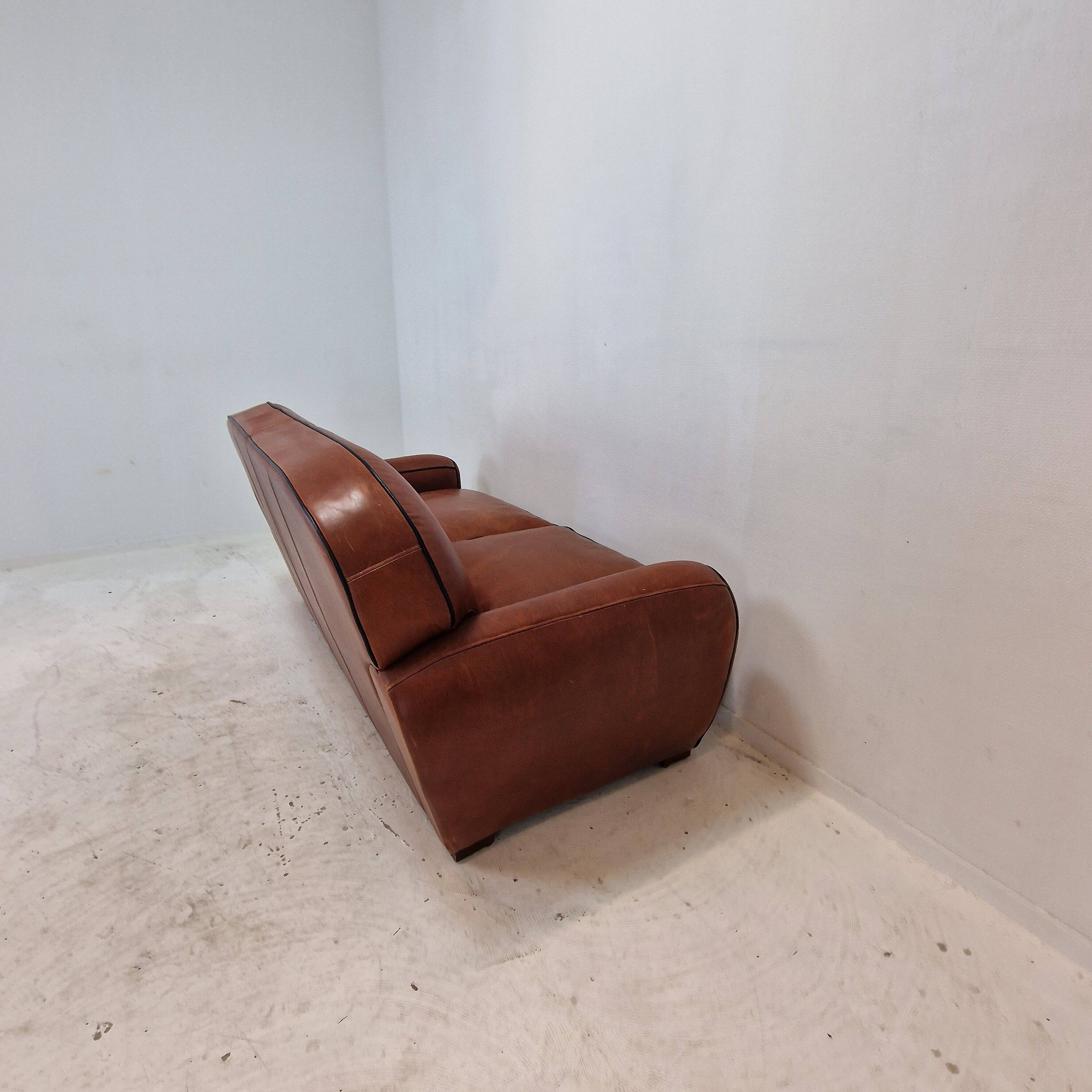 Set of 2 Club Chairs and 1 Sofa in Saddle Leather by Jan Frantzen, Netherlands