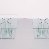Pair of full Glass side tables or Sofa tables 1980s