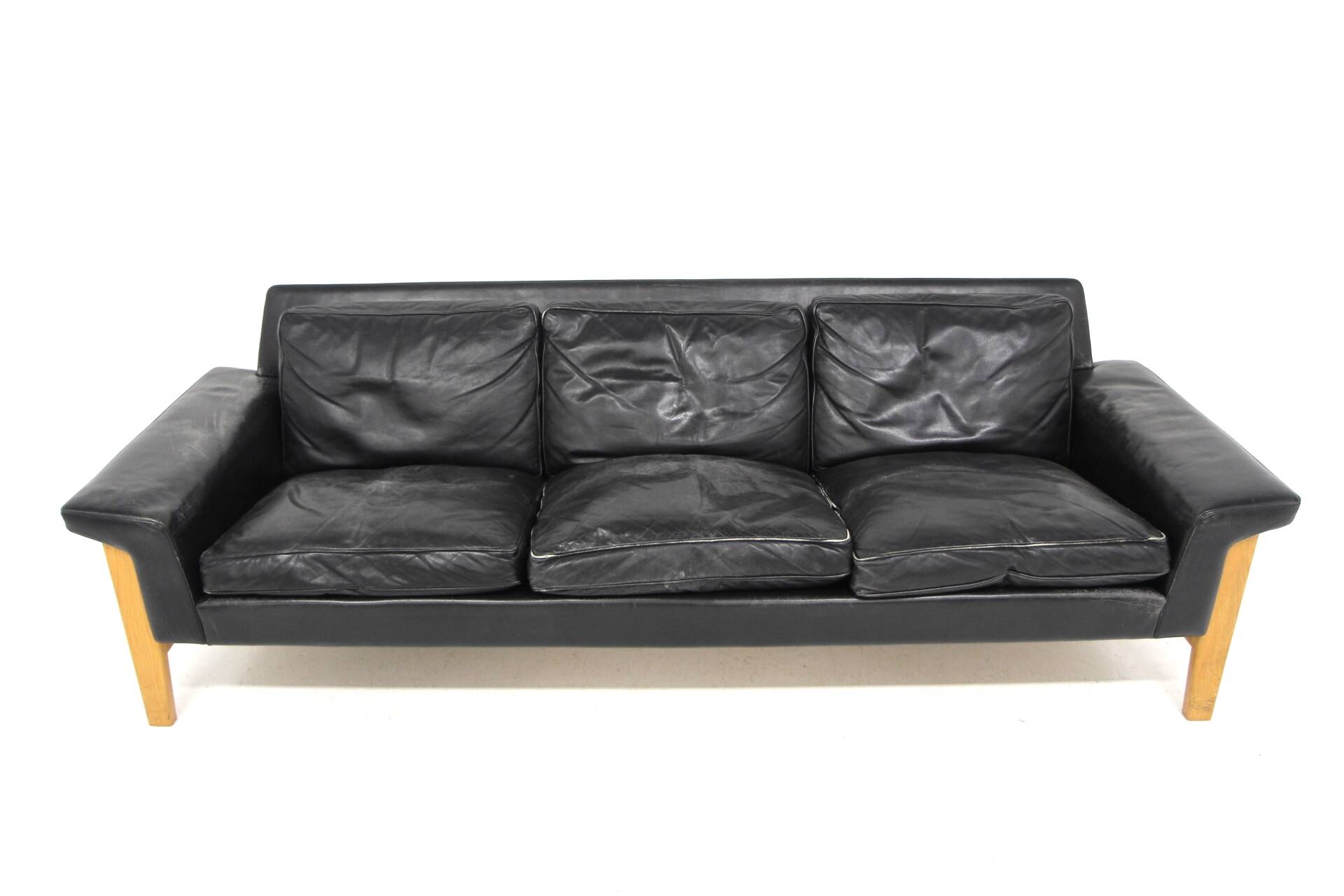 Scandinavian 3-seater leather sofa, Ulferts, Sweden, 1960