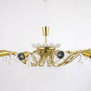 Mid-century floral brass and crystal chandelier by Lobmeyr, 1950s, Austria.