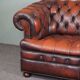 Chesterfield sofa in resistant cowhide, 3 seats