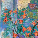 Oil painting on cardboard signed, dimensions: height - 88 cm, width - 75 cm.