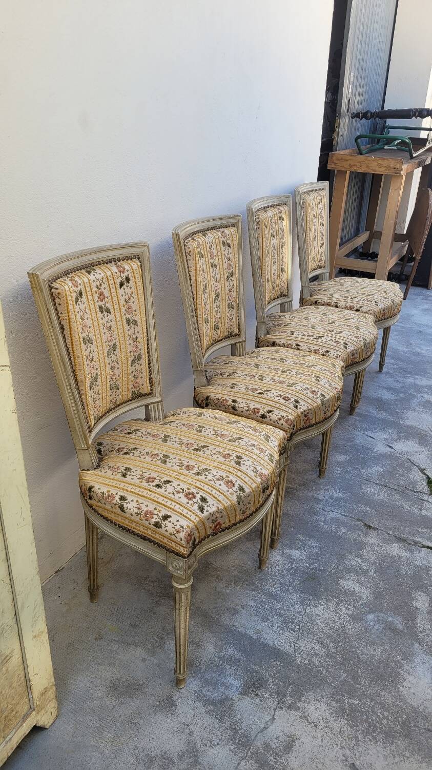 Series of 4 old Louis XVI style chairs