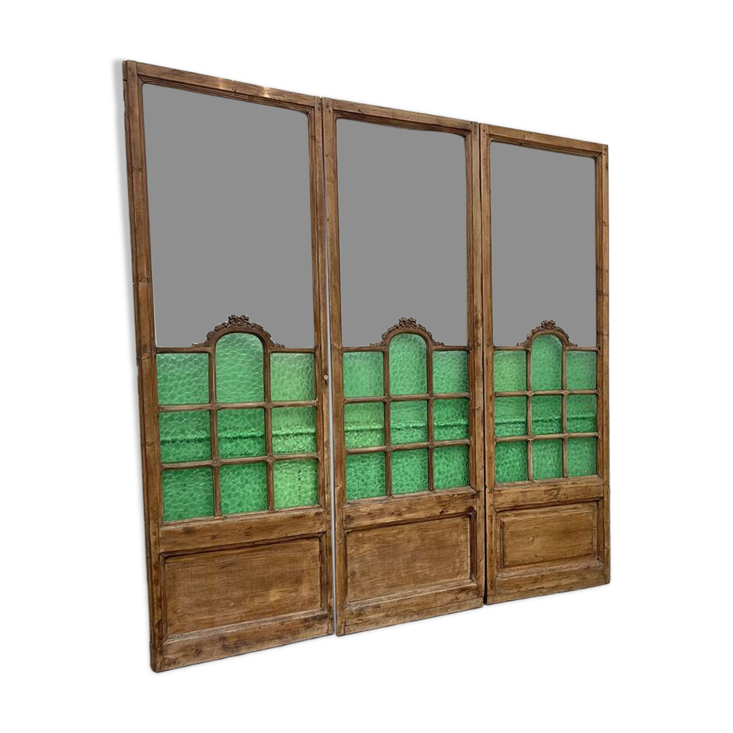 Art Deco Brasserie Screen in Wood and Glass