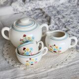 Vintage Salins earthenware sugar bowl - Floral pattern