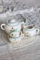 Vintage Salins earthenware sugar bowl - Floral pattern