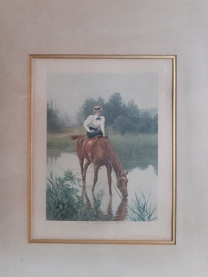Photoengravure woman on horseback