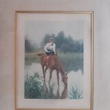 Photoengravure woman on horseback
