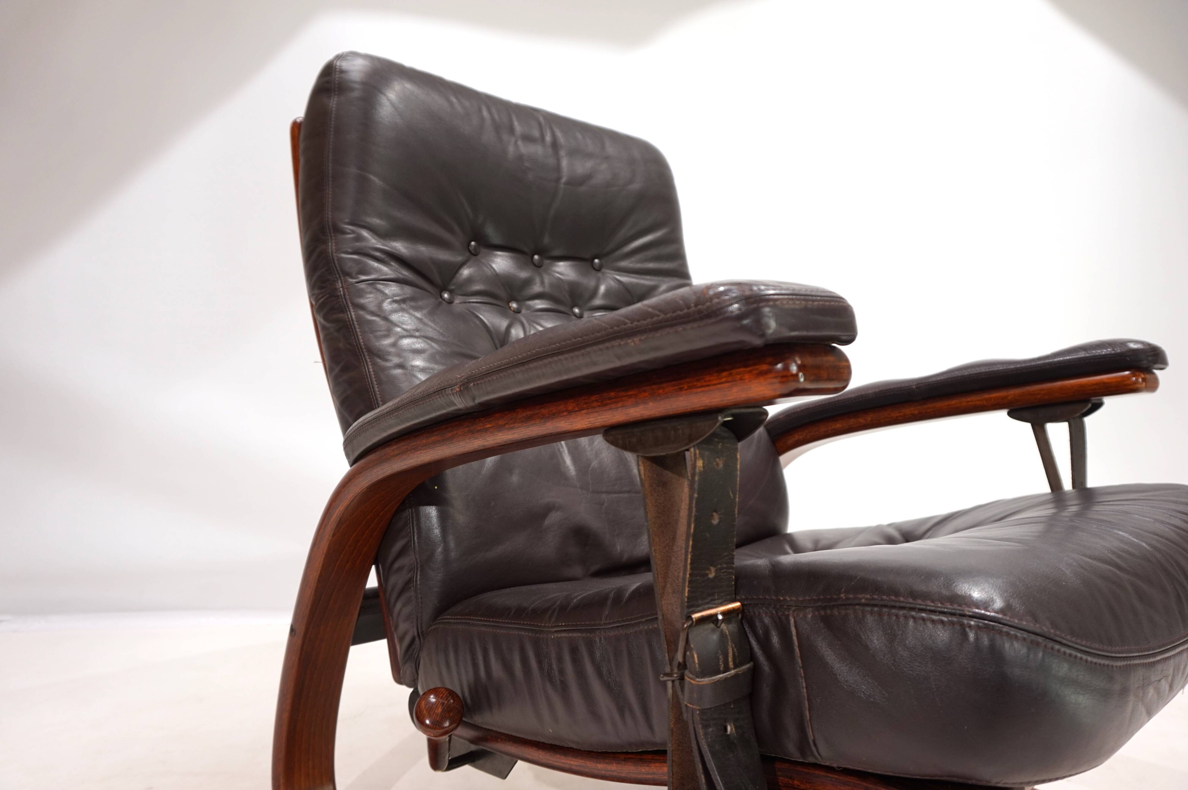 Westnofa Panter Leather Lounge Chair with Ottoman by Arnt Lande, 1970s